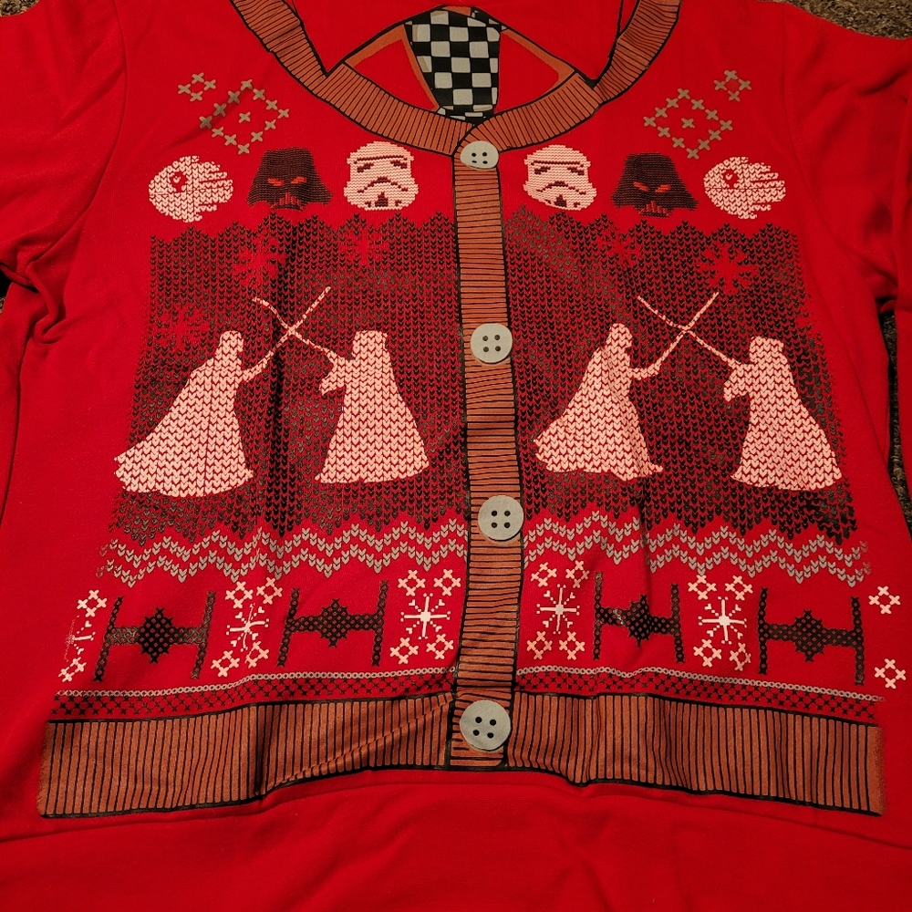 Disney Star Wars Darth Vader Obi-Wan Keobi Christmas Crewneck Sweater - Picture 2 of 3